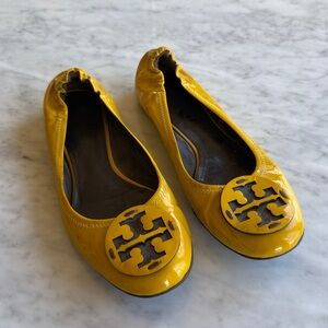 Tory Burch Mustard Patent Leather Ballet Flats
